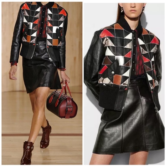 Coach Jackets & Blazers - Coach 1941 patchwork leather bomber jacket shearling lined